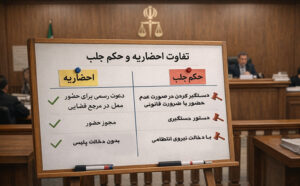 تفاوت احضاریه و حکم جلب در روند رسیدگی قضایی